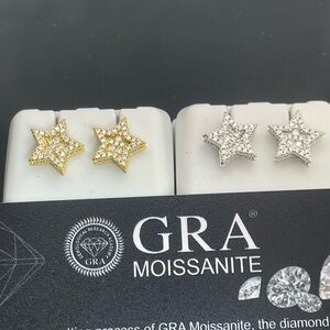 Moissanite Star Earrings in Gold and Silver